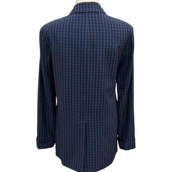 Tibi Gingham Oversized Blazer In Navy/Black - Picture 3 of 8